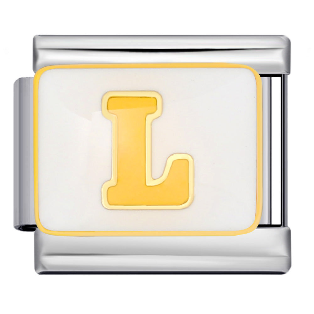 Wholesale Italian Charm Bracelet 9mm DIY colorful drip letter  Creative Stainless Steel Composable Bracelet