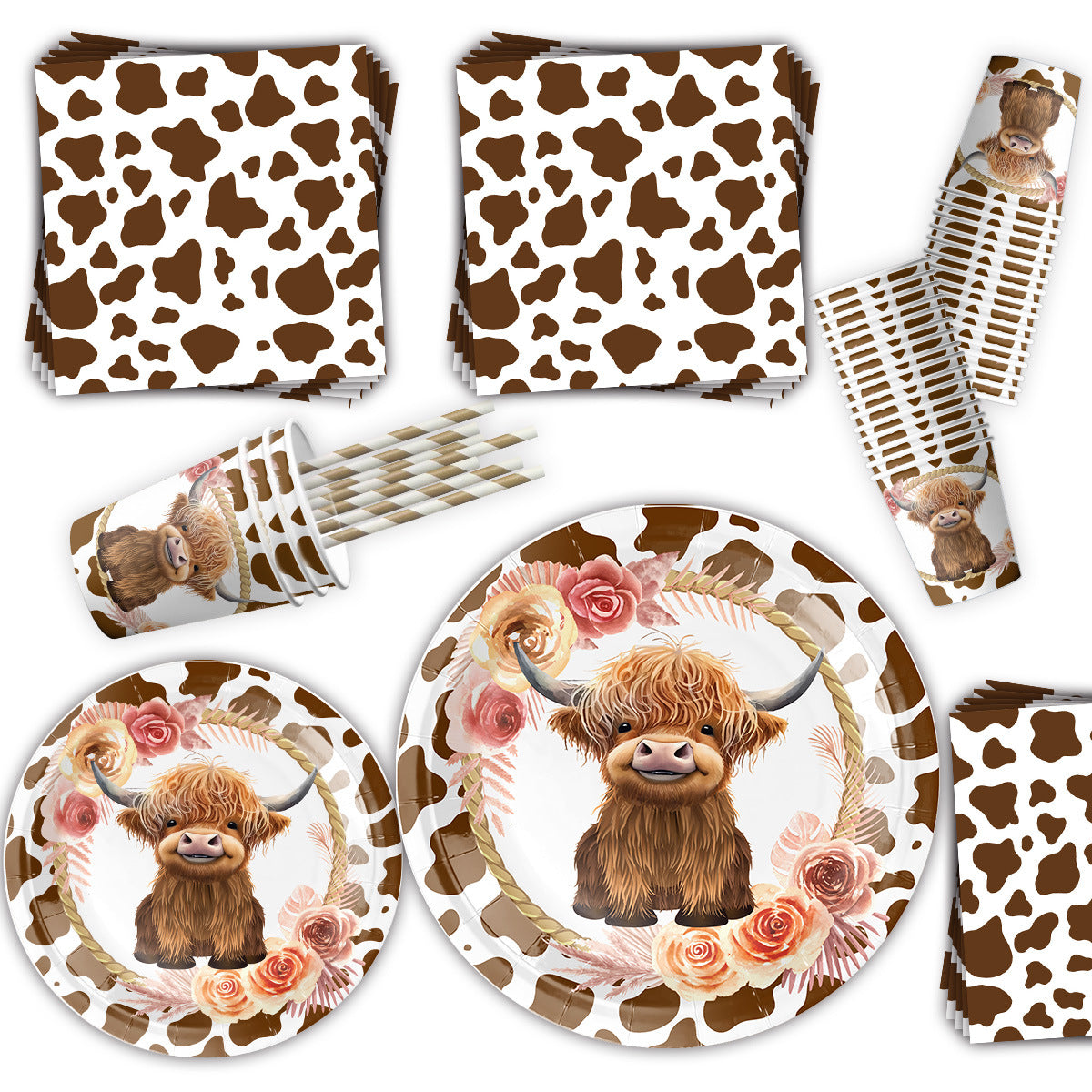 Wholesale Highland Cattle Themed Birthday Disposable Party Decorations