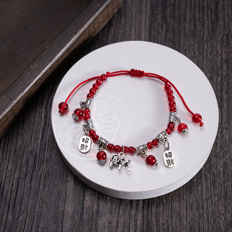 Wholesale Ethnic Tibetan Silver Red Bead Bracelet Anklet