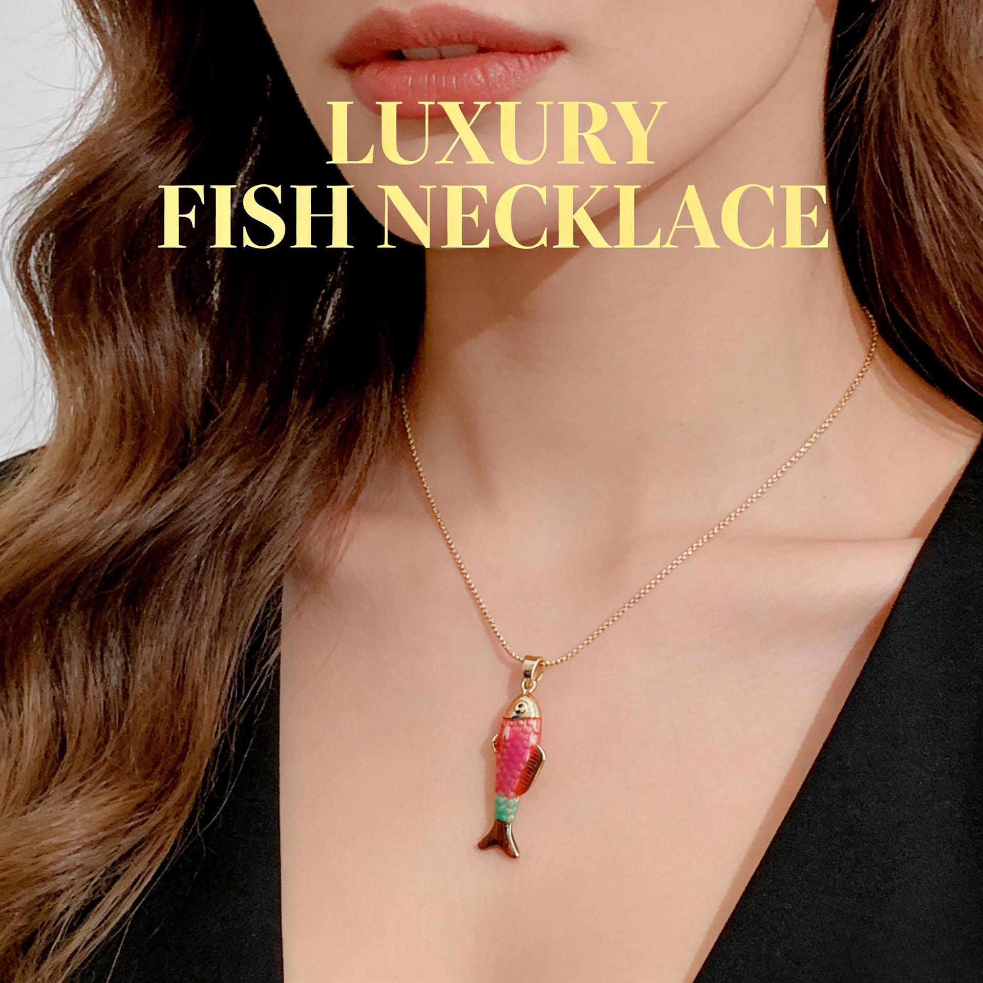 Wholesale 3D Painting Koi Fish Pendant Charm Gold Plated Copper Decorative Jewelry Accessory