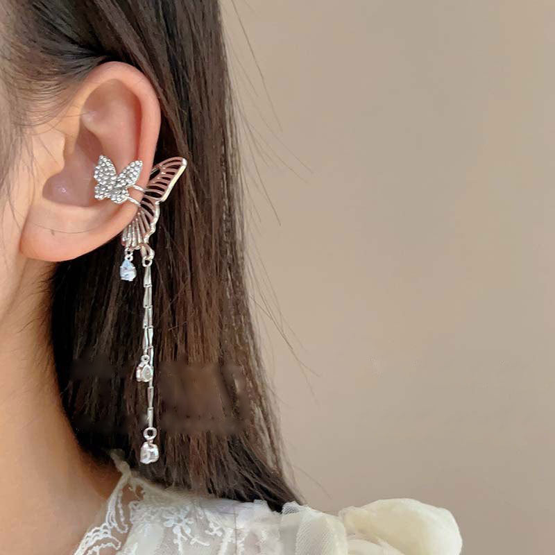 Wholesale  butterfly tassel ear clip  flower earrings
