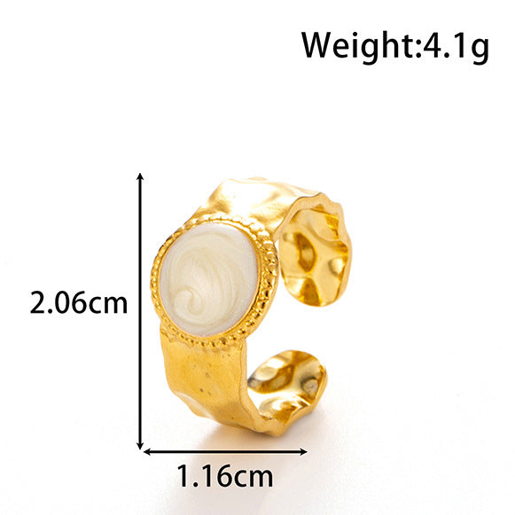 Wholesale  Titanium Steel Oil Dropping Geometric Light Luxury Opening Adjustable Ring