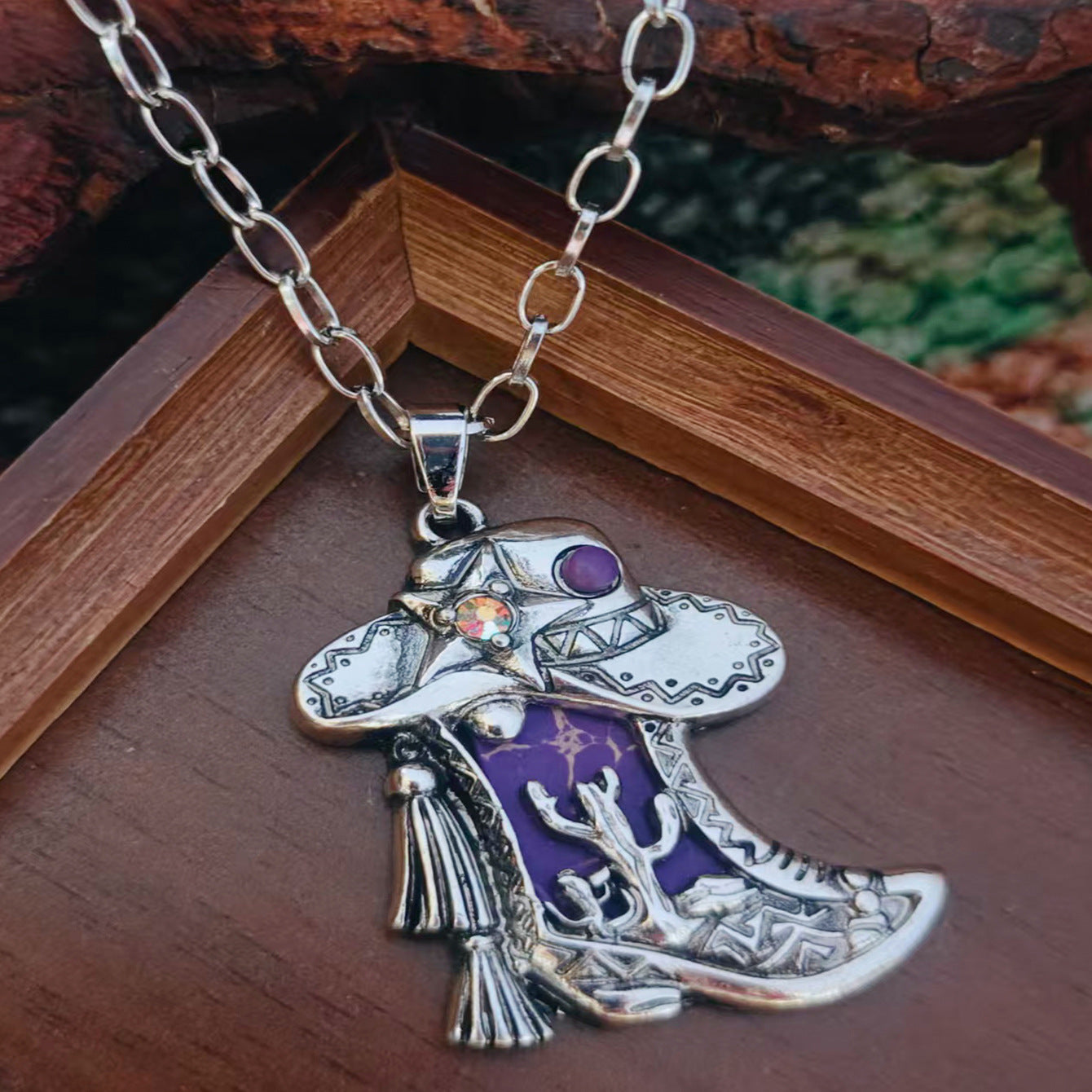 Wholesale Retro Western Cowboy Boot Necklace With Turquoise Horse Head Pendant Fashion Jewelry Accessory For Party And Gift