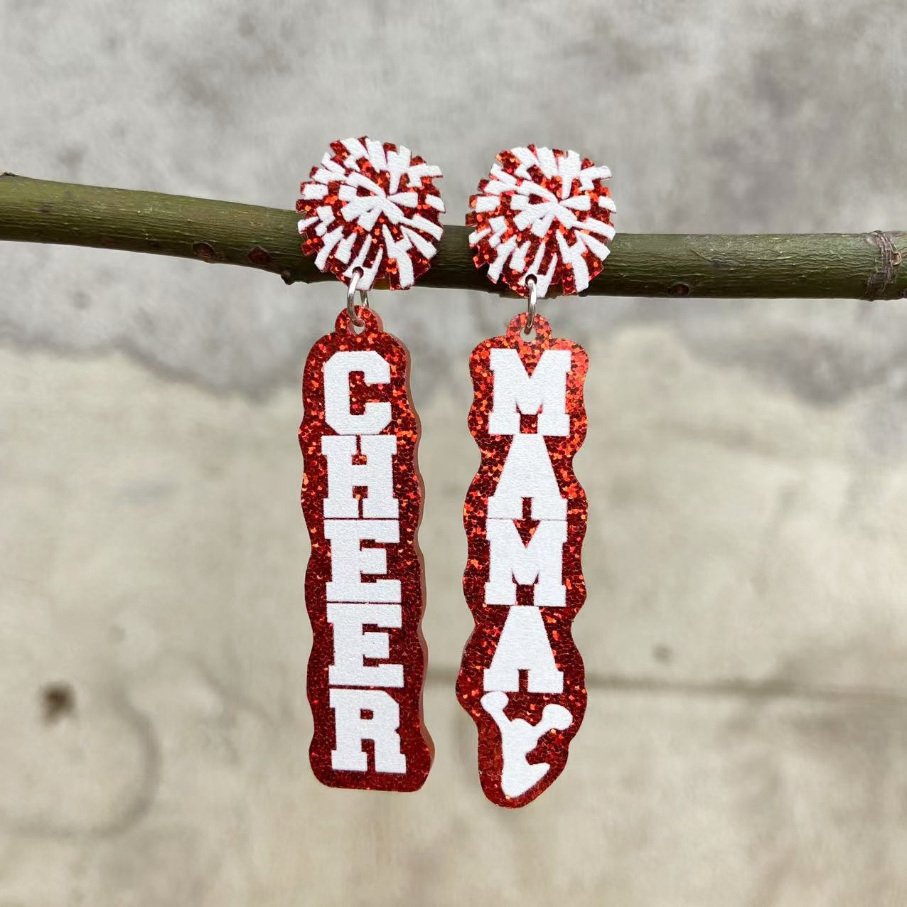 Wholesale Mother's Day Printed Earrings Glitter Cheer Mama Letters Holiday Gift Earrings