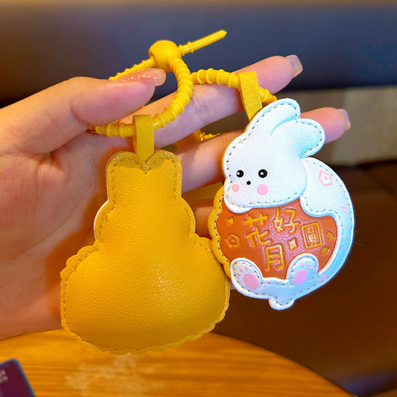 Wholesale Mid Autumn Rabbit Mooncake Leather Keychain Bag Charm Fashion Accessory Gift For Couples