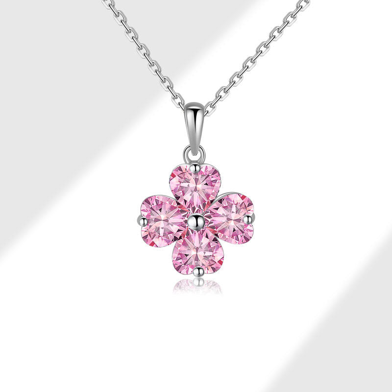 Wholesale Love Heart Four-Leaf Clover S925 Sterling Silver Clavicle Chain with Zircon – Fashion Accessory for Women