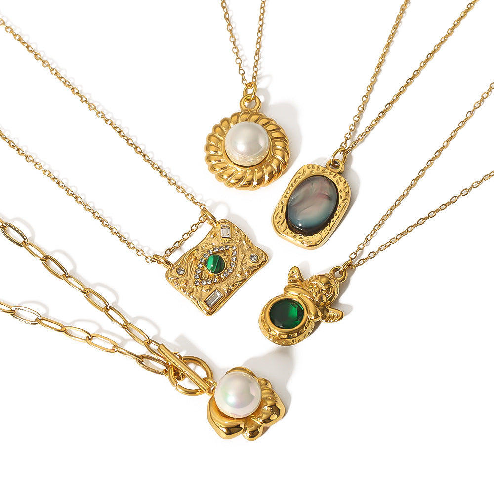 Wholesale Stainless steel  freshwater pearl necklace O-chain necklace