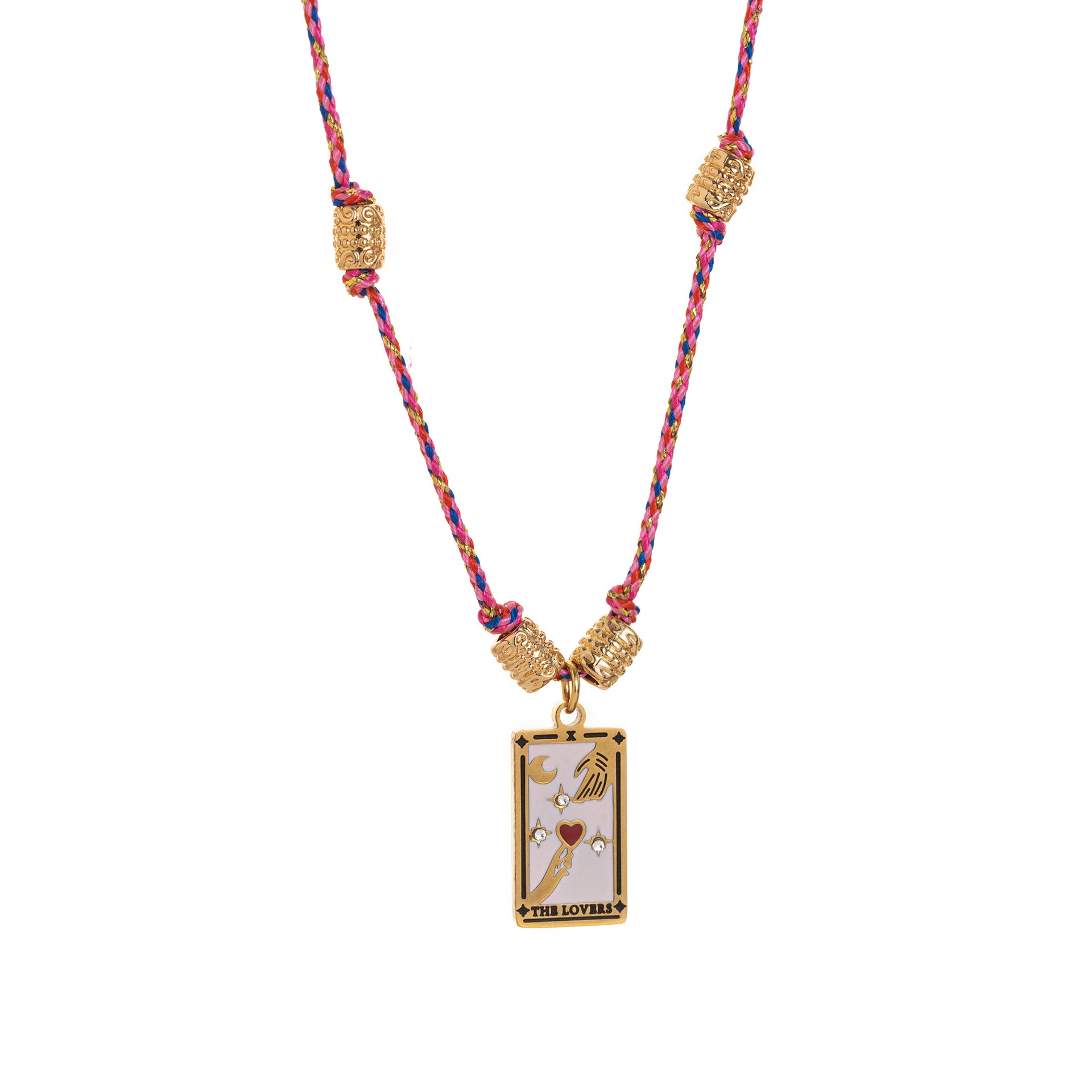 Wholesale Titanium steel gold-plated necklace Tarot card diamond drop oil rope necklace