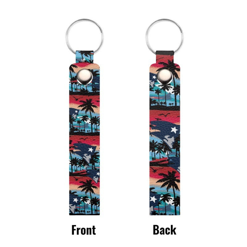 Wholesale  PU Leather Keychain Double-sided Printable logo Keychain