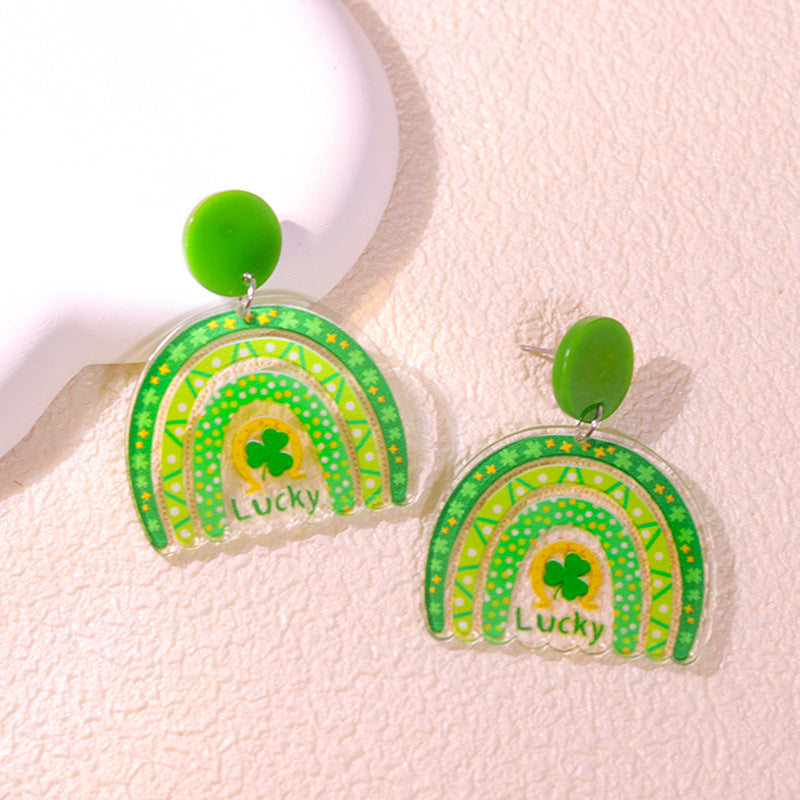 Wholesale St. Patrick's Day Flower Earrings Jewelry Set Acrylic Earrings