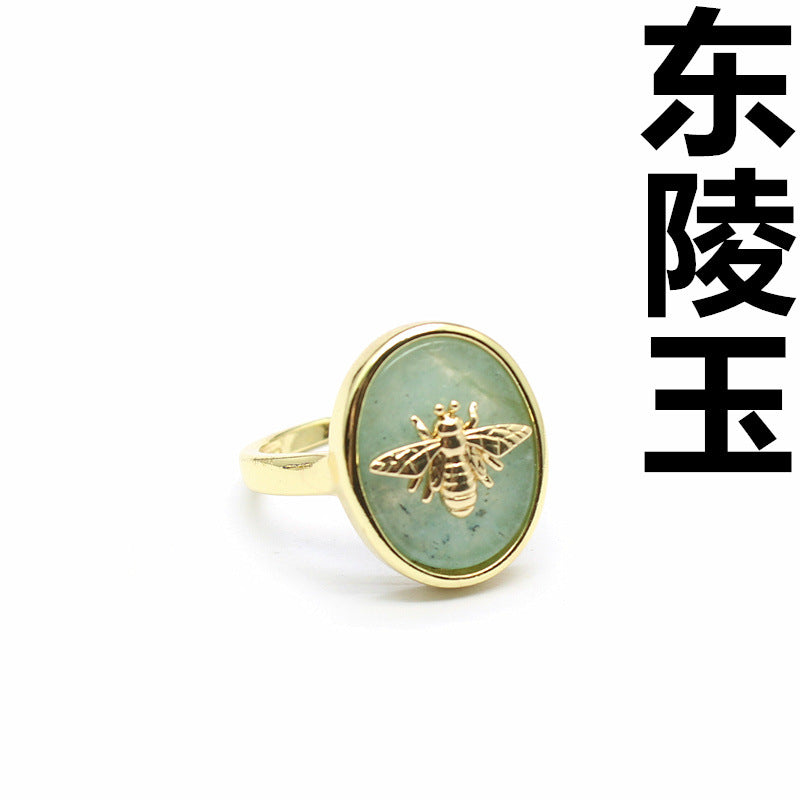 Wholesale gold-plated small bee glitter ring