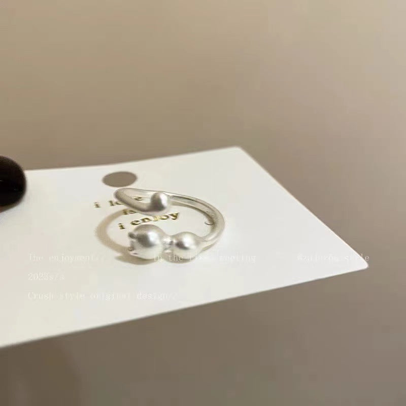 Wholesale Cartoon Cute Silver Matte Cat Ring