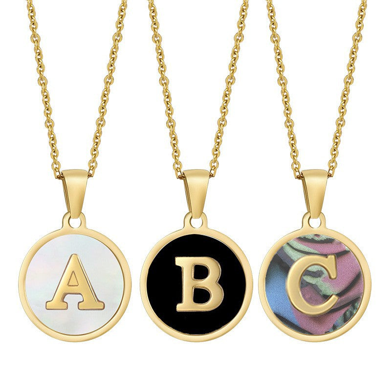 Wholesale Fashion Round Letter Stainless Steel Plating Necklace ACC-NE-Zhongy001