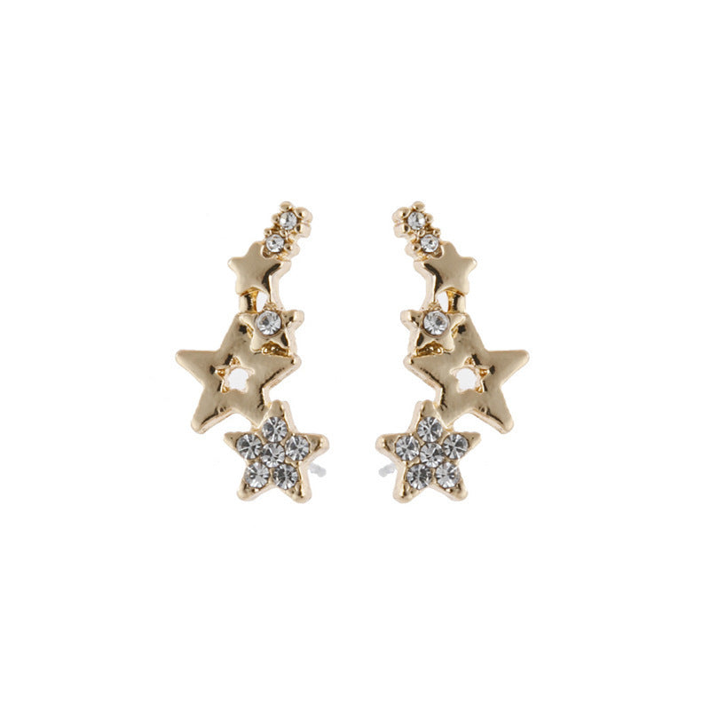 Wholesale European and American Cross-Border Hot-Selling Jewelry Creative Fashion Simple Small Zircon Star Earrings Trendy Jewelry for Women