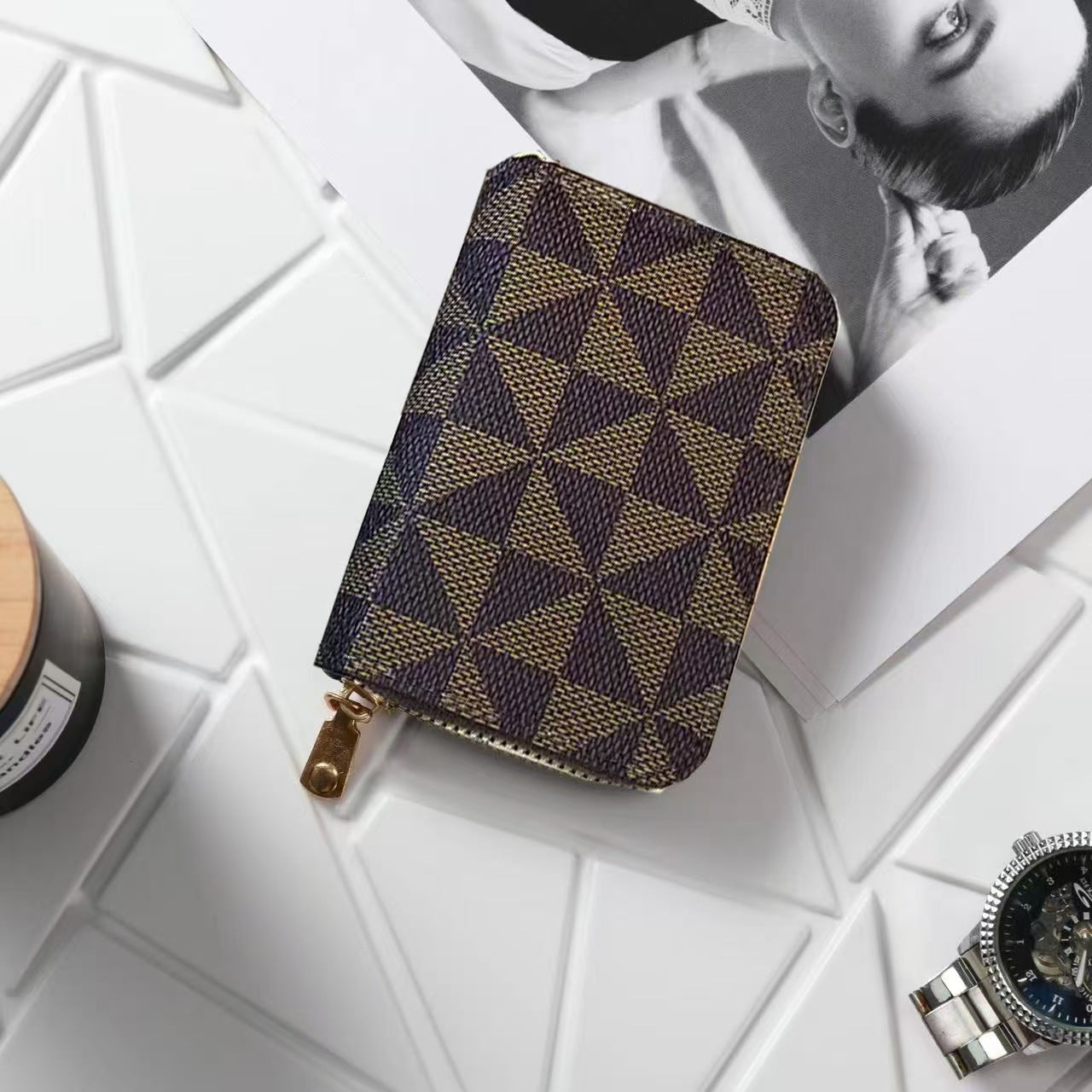 Wholesale Stylish Retro Checkered Accordion Card Wallet With Large Capacity PVC Material Daily Use Resale Item