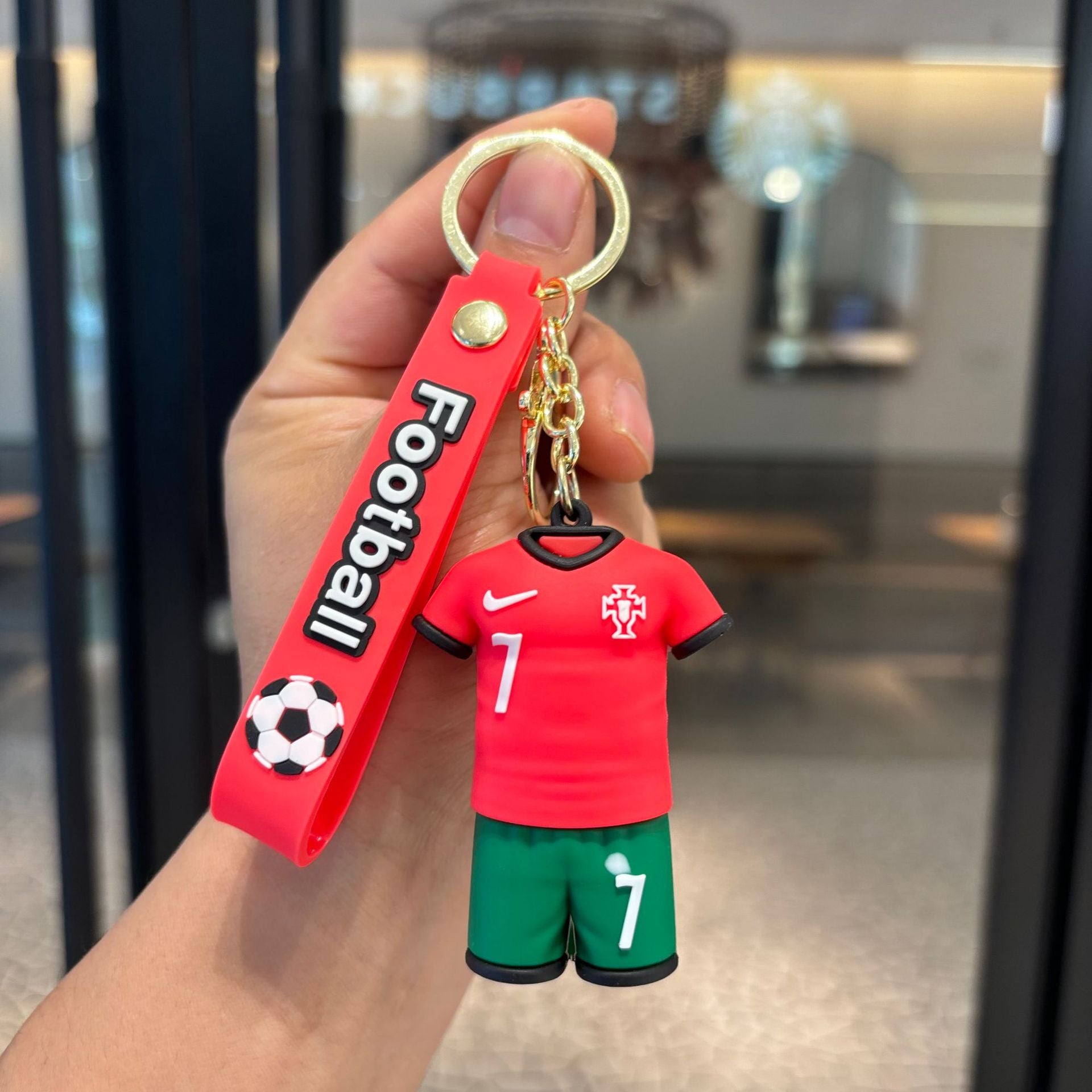 Wholesale European Style PVC Football Jersey Keychain Stylish Bag Charm Gift