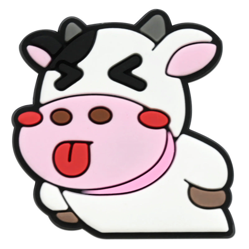 Random 100pcs Cute Cow PVC Soft Rubber Shoe Buckle Decoration ACC-SC-RYY067