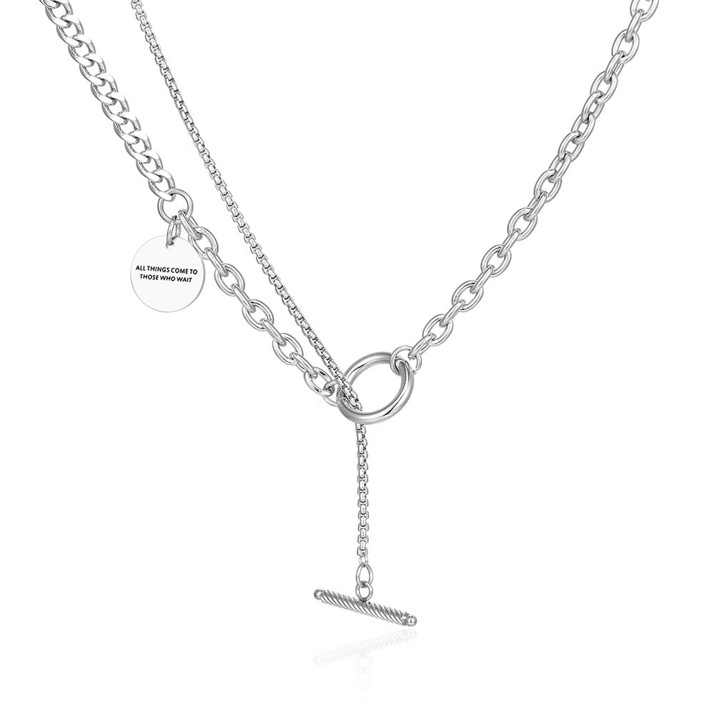 Wholesale Titanium Steel Pendant Double Layer Necklaces ACC-NE-Yixin003