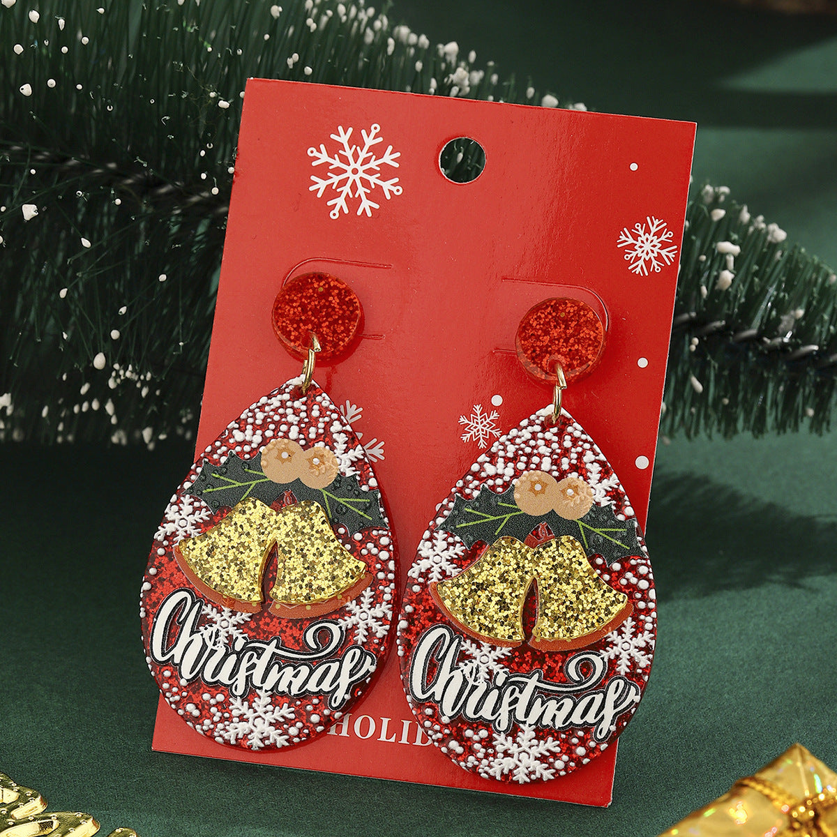 Wholesale Christmas Snowflake Bell Earrings