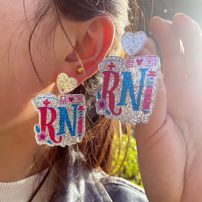 Großhandel Krankenschwestern Tag glänzende feine Acrylohrringe