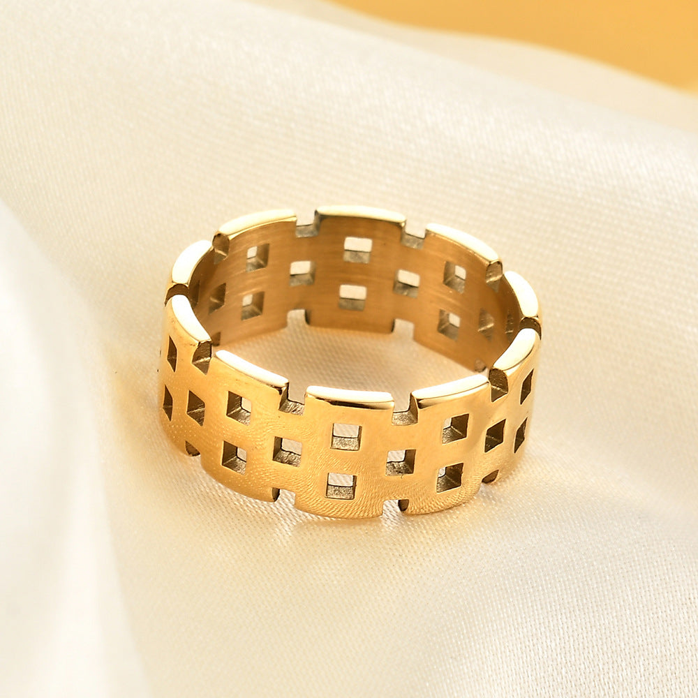 Wholesale Titanium Steel 8MM strap creative 18K gold ring