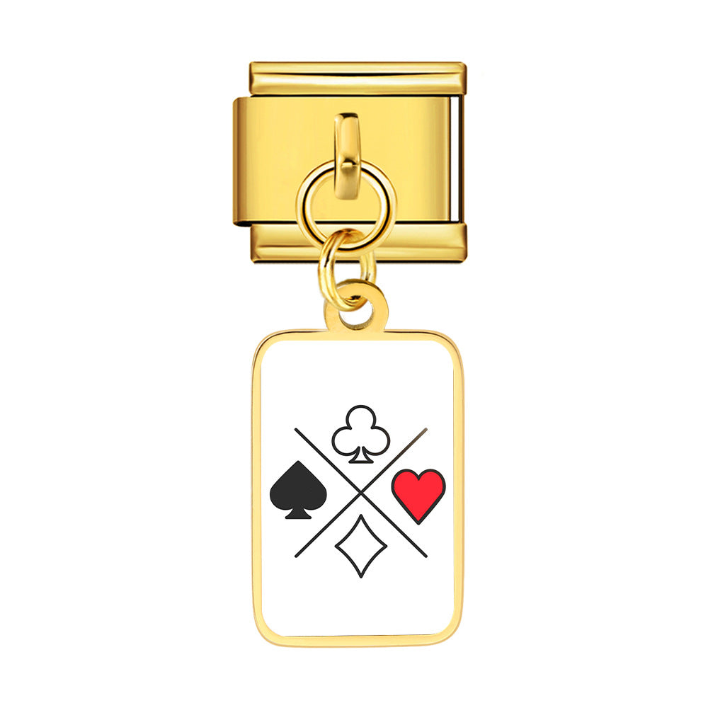 Wholesale Trendy Playing Card Pendant Stainless Steel Bracelet Fashion Accessory For Boutique Resale