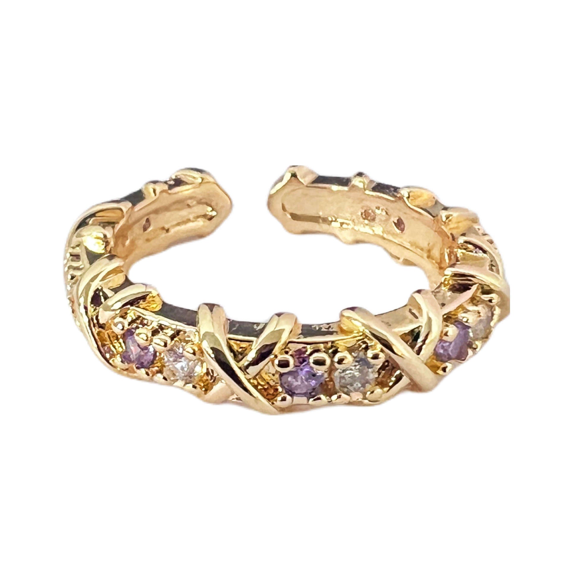 Wholesale Cross Full Diamond Zircon Open Ring Adjustable Rings ACC-RS-JiuHao009