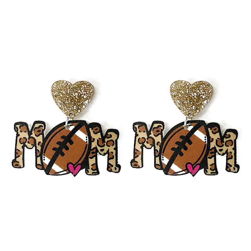 Wholesale MOM Ball Sports Acrylic Earrings As Mother's Day Gift ACC-ES-XinChuan002