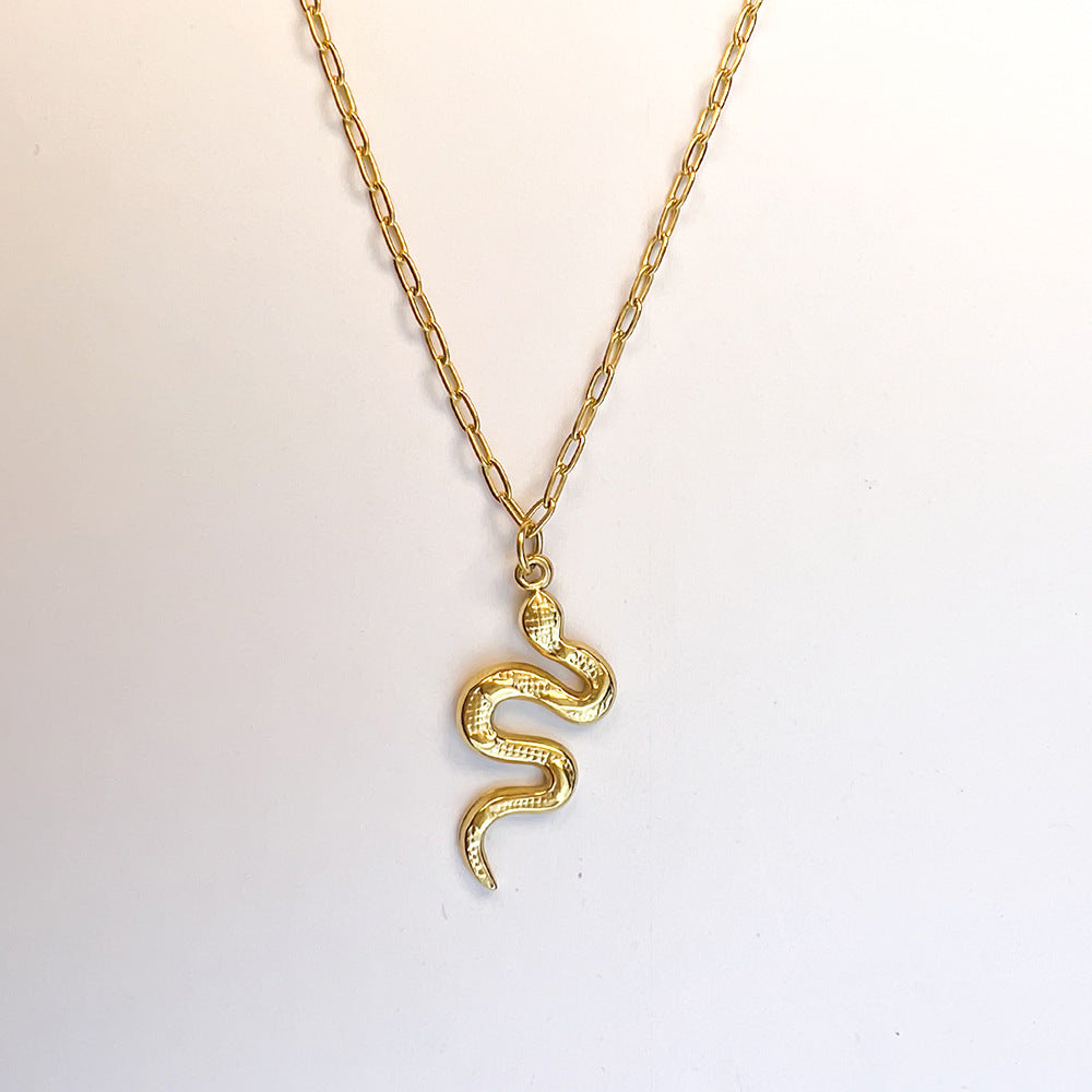Wholesale Geometric Pattern Snake Stainless Steel 18K Gold Plated Necklaces ACC-NE-Youbi002