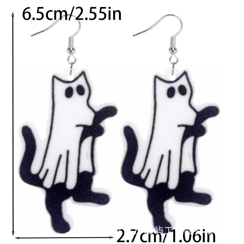 Wholesale  leopard print cat bunny ghost cowboy cow spot acrylic earrings