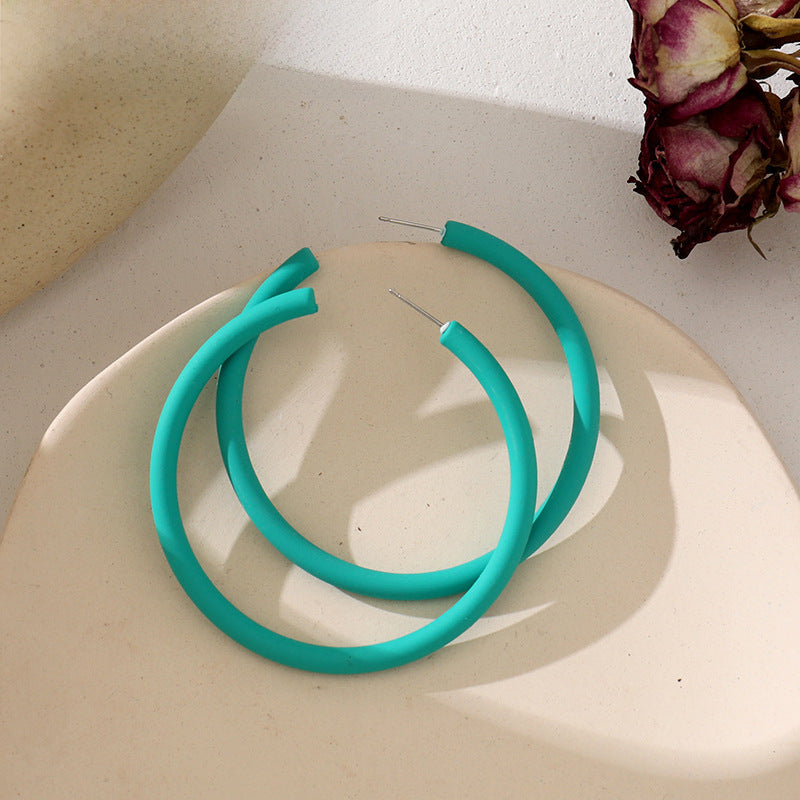 Wholesale 925 silver needles semi-round candy color C- shaped earrings