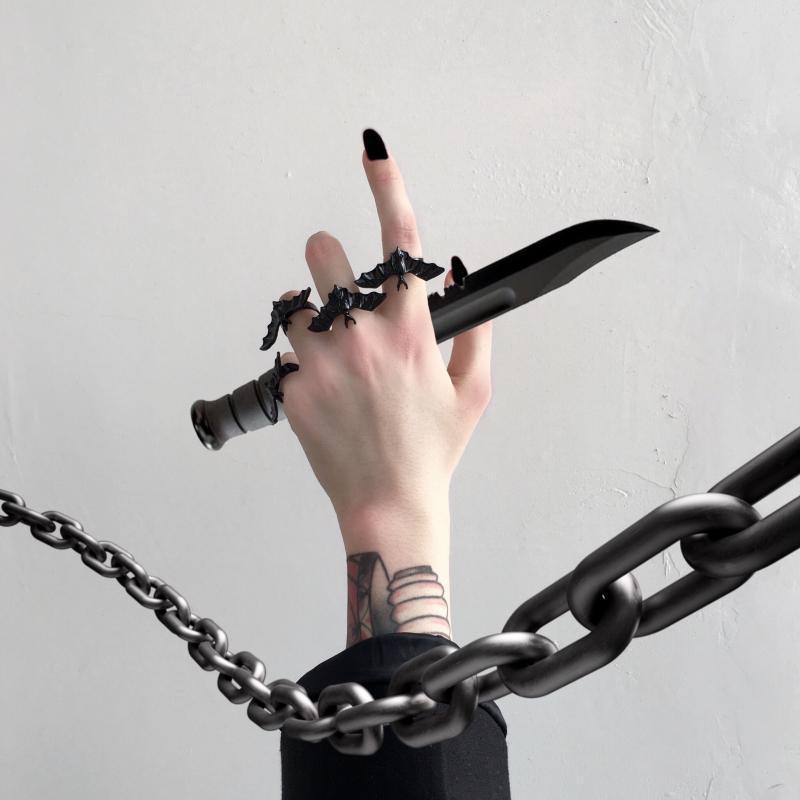 Wholesale Alloy Gothic Bat Open Ring Dark  Jewelry Accessory Unisex