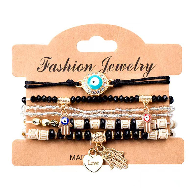 Wholesale Devil's Eye Bohemian Multi-layered Rice Bead Bracelet ACC-BT-Shuxin001