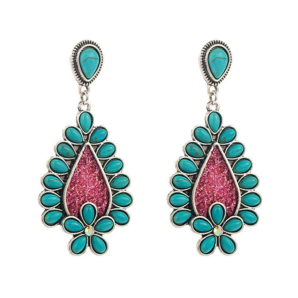 Wholesale  turquoise  print leather earrings