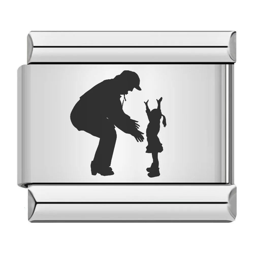 Wholesale 9mm Italian Charm Starter Bracelets DIY square Single Section Creative Stainless Steel Composable Bracelet