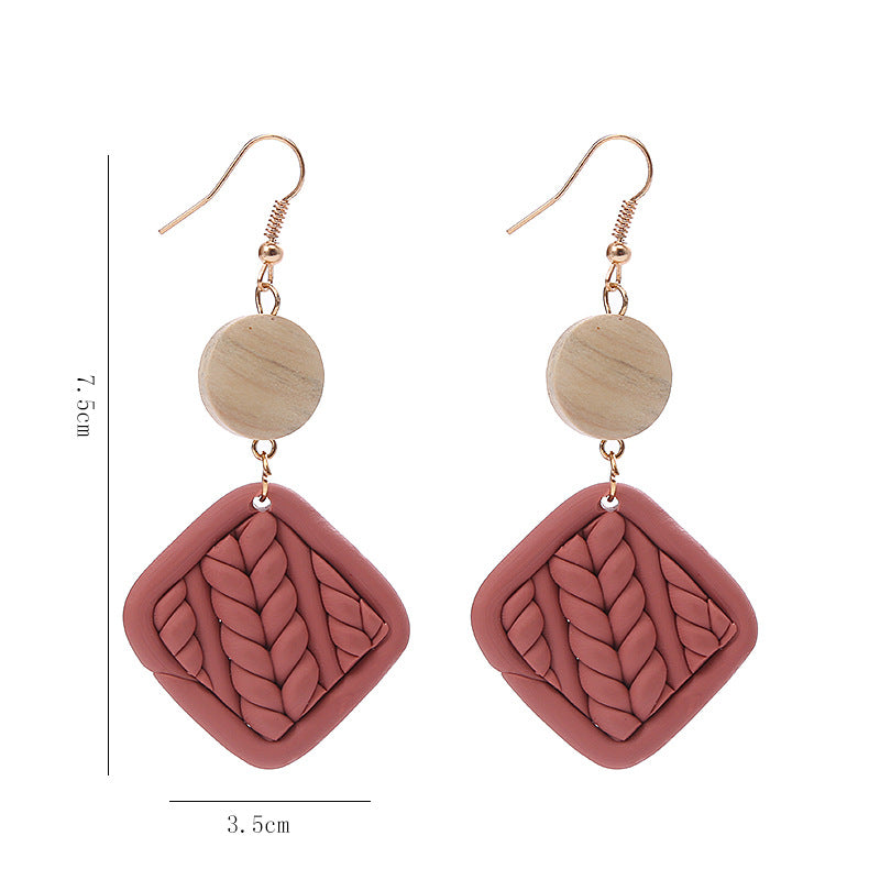 Wholesale Soft Clay Earrings Creative Artistic Woven Geometric Vintage Round Earrings