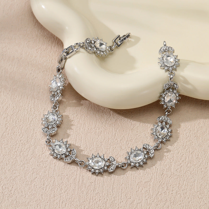 Wholesale Luxurious Floral Leaf Zircon Colorful  Bracelet