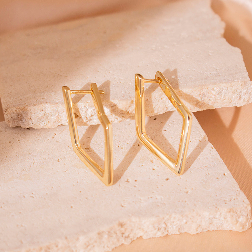 Wholesale Geometric Quadrilateral Ear Buckle Simple Design Earrings