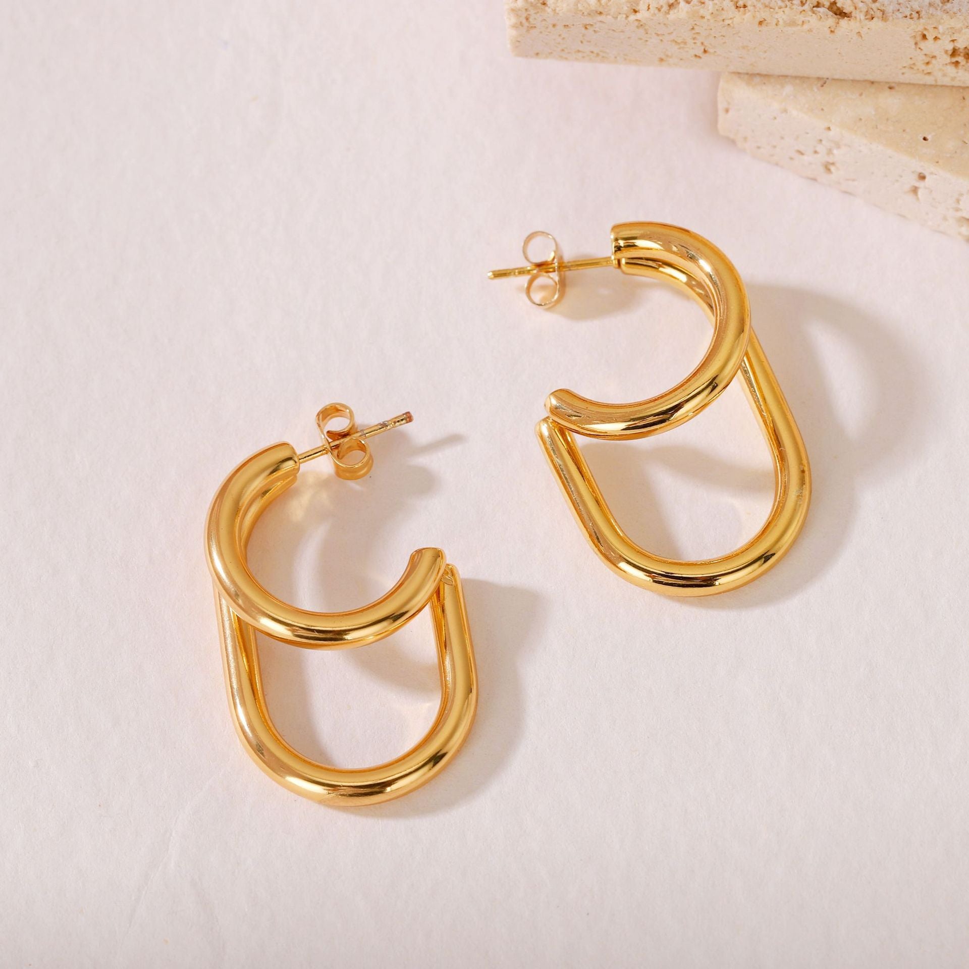 Wholesale Geometric Patchwork Titanium Steel Stud Earrings