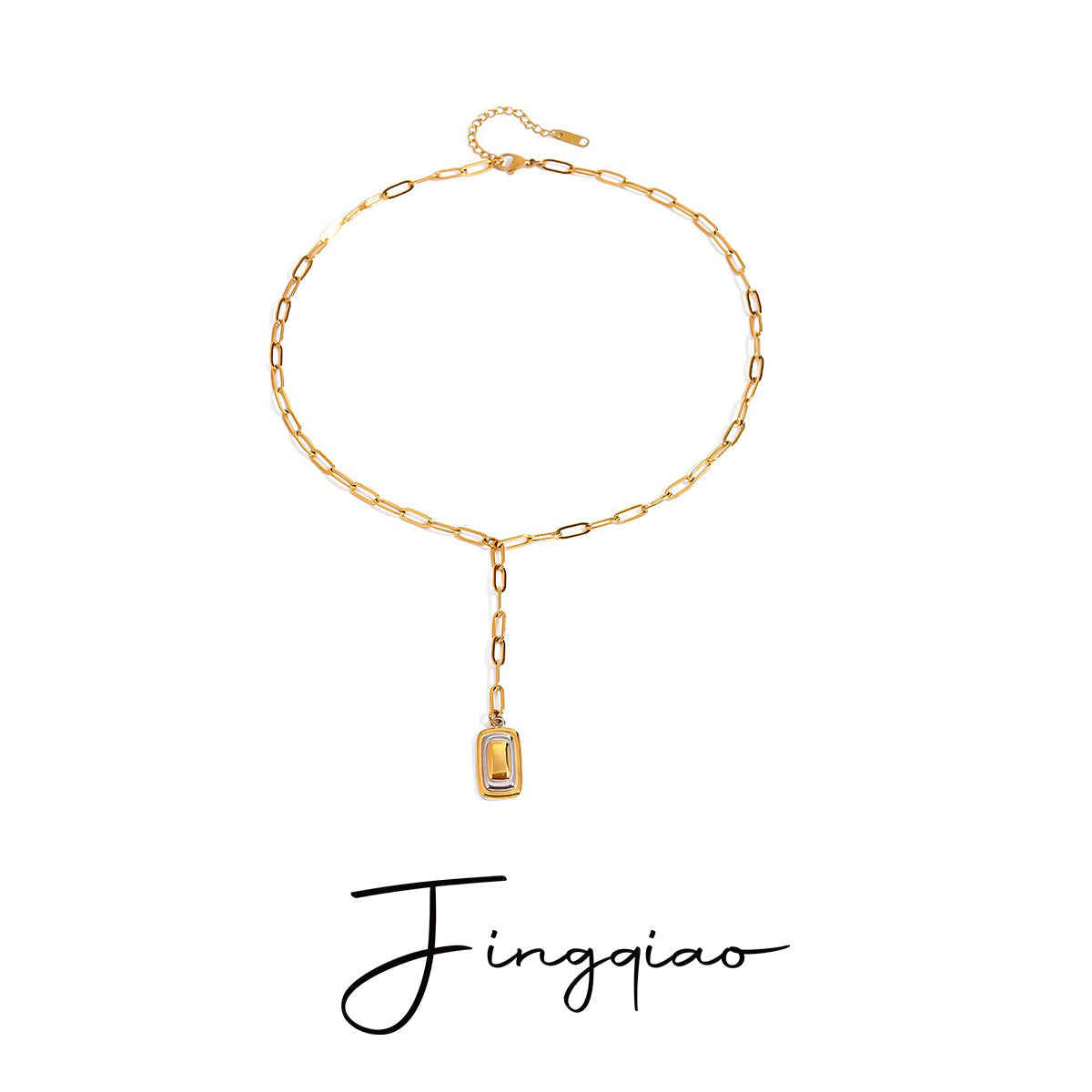 Wholesale 18k gold stainless steel gold and silver color square color  five-pointed star necklaces