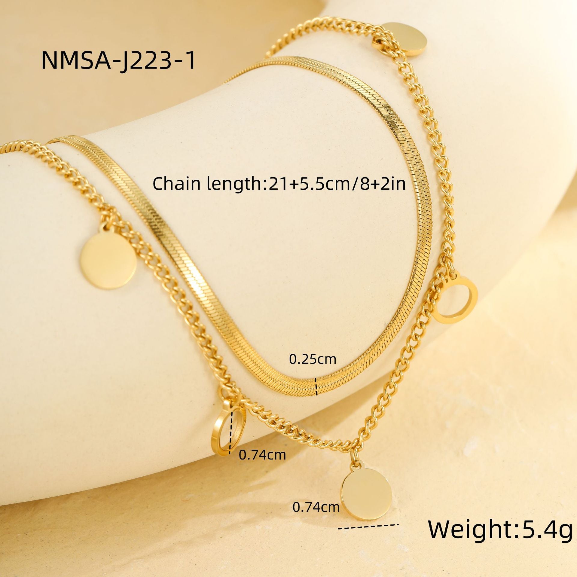 Wholesale Stainless steel beach metal multi-layer stacked anklet suit