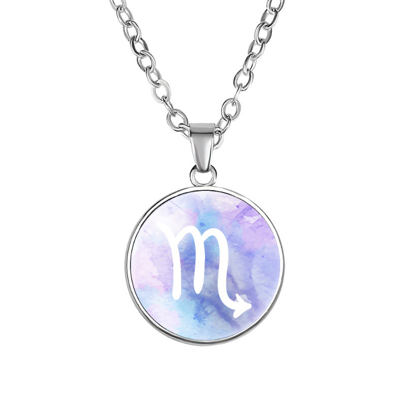 Wholesale Twelve constellation simple alloy pendant necklace