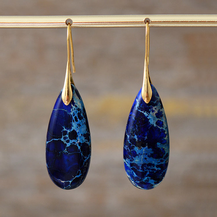 Wholesale Bohemian Imperial Stone Natural Stone Water Drop Pendant Earrings ACC-ES-LZ005