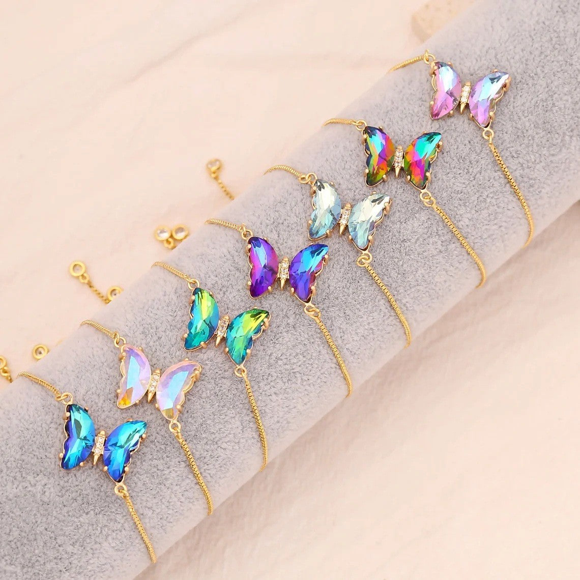 Wholesale  Colorful Zircon Butterfly Bracelet