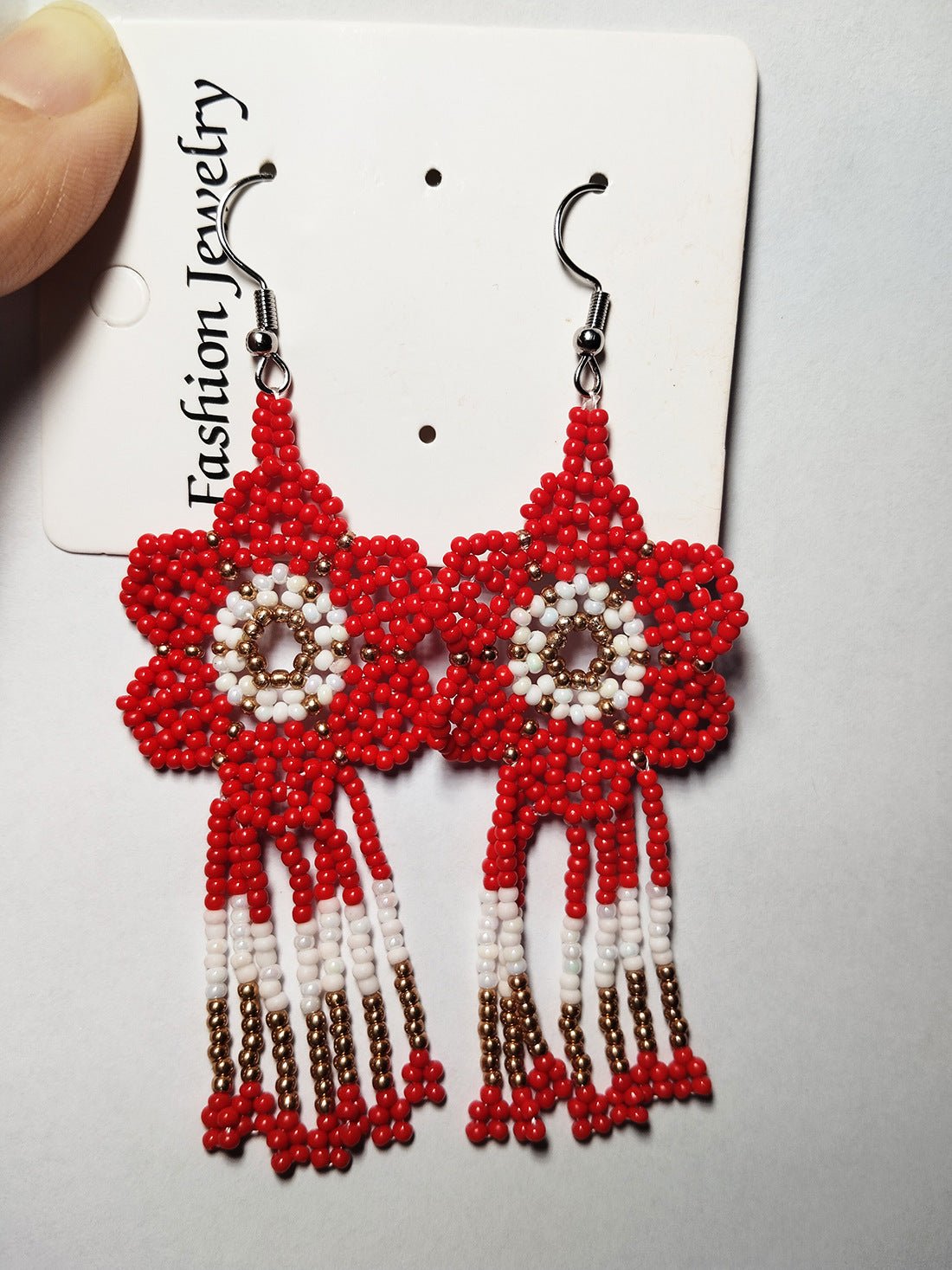 Wholesale Colorful Floral Long Tassel Drop Earrings Hand Woven Rice Beads Earrings ACC-ES-Zheq001