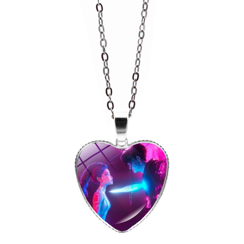 Wholesale K-POP Anime Heart Necklace Sweater Chain