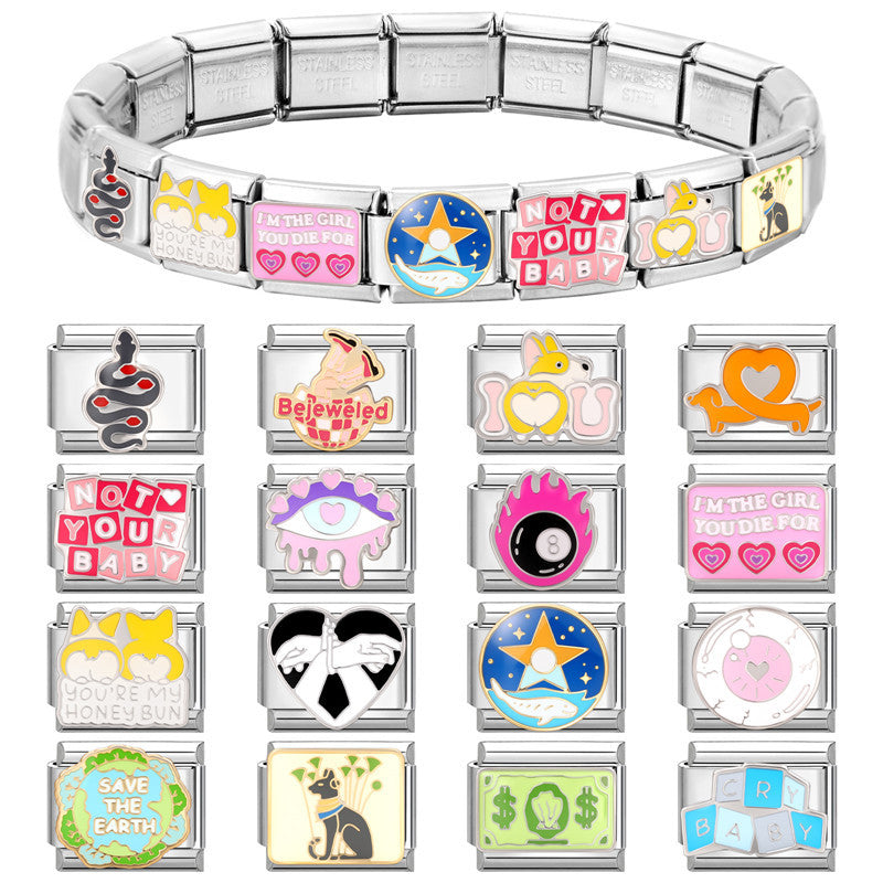 Wholesale Italian Charm Bracelet 9mm DIY Splicing Cute Creative Stainless Steel Composable Bracelet