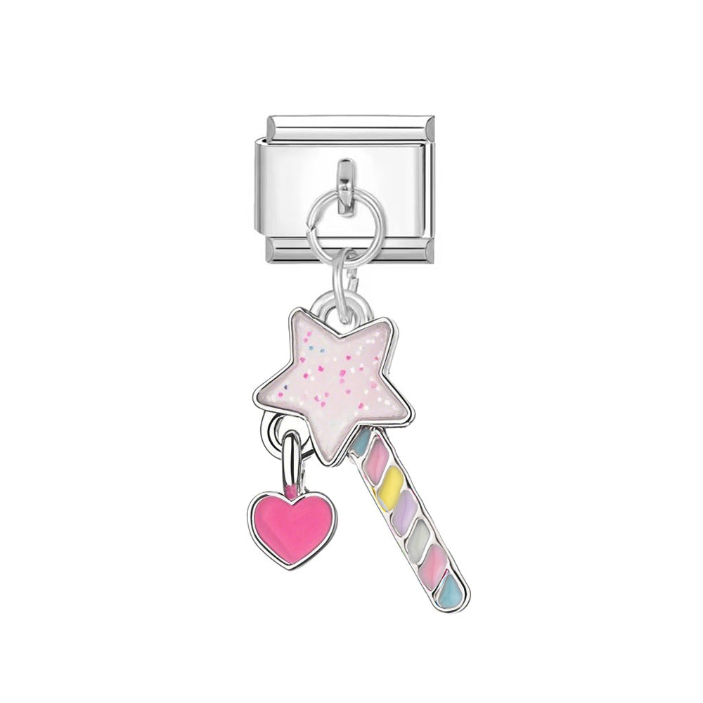 Wholesale Italian Charm Bracelet 9mm DIY Cartoon Butterfly Cloud Pendant Series Creative Stainless Steel Composable Bracelet