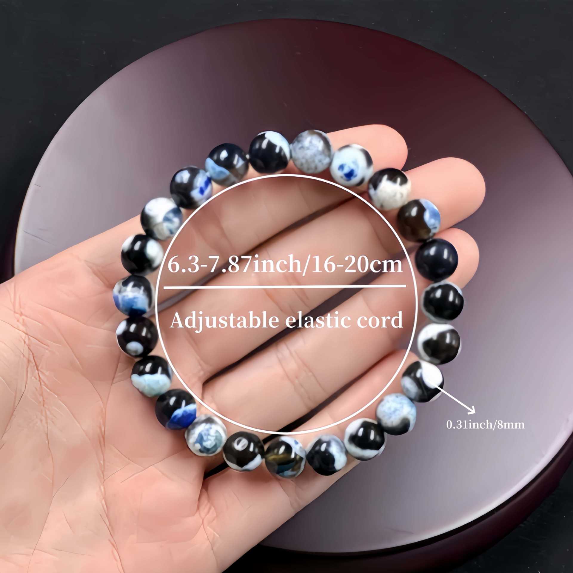 Wholesale Blue Agate Stone Adjustable Bracelet