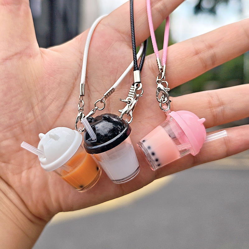Wholesale pearl milk tea cup cat ear  keychain